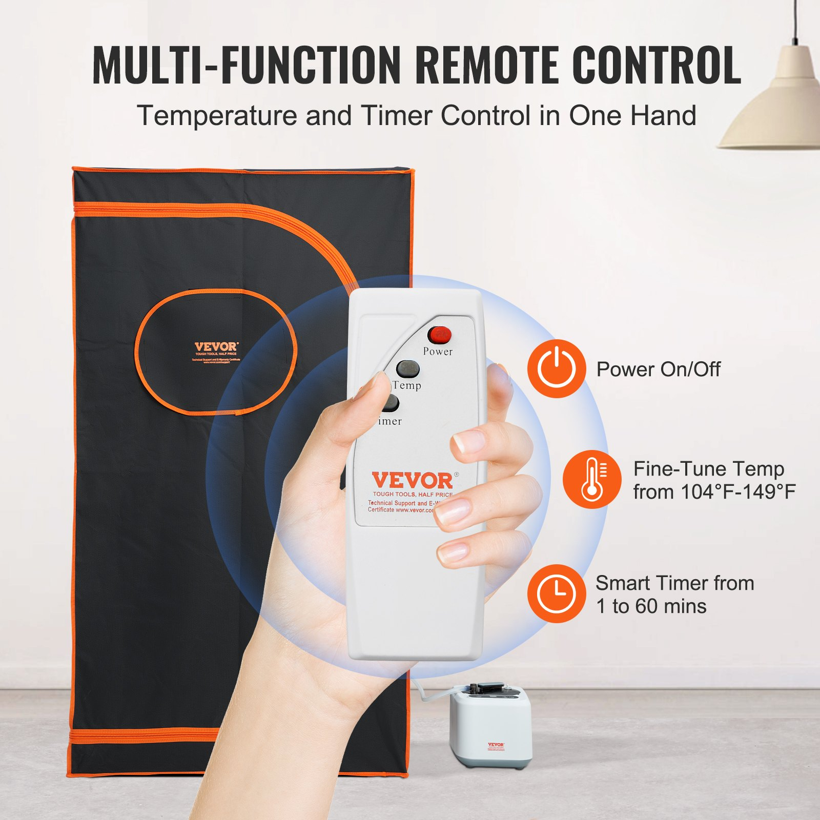 Start2Finish VEVOR portable steam sauna tent with heater, remote control, floor mat, and full-size personal spa for detox and body therapy.