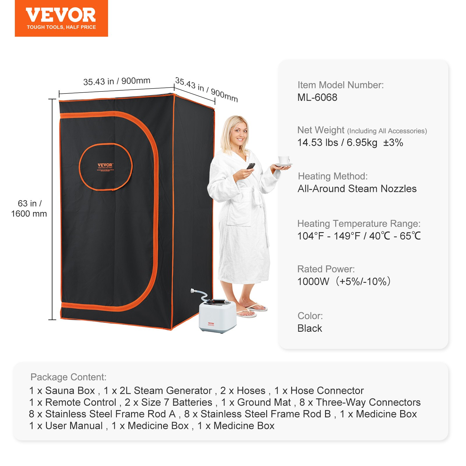 Start2Finish VEVOR portable steam sauna tent with remote control, foldable design, floor mat, and heated body therapy for home wellness.