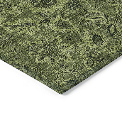 Start2Finish Chantille ACN661 green 9x12 rug with intricate woven pattern, soft texture, and vibrant color for living room decor.