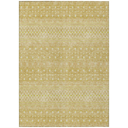 Start2Finish Chantille ACN709 Gold 10x14 rug with intricate pattern and soft texture, ideal for living room or bedroom decor.