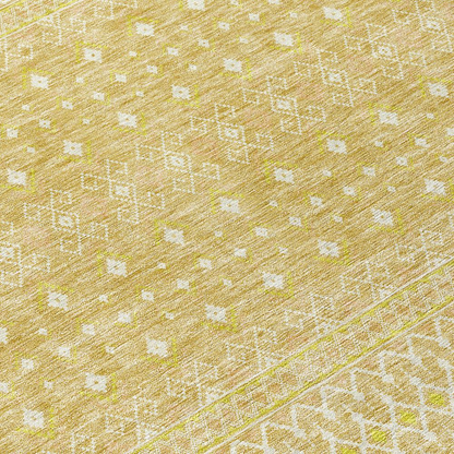 Start2Finish Chantille ACN709 Gold 10x14 rug with intricate patterns and plush texture in a warm gold color.