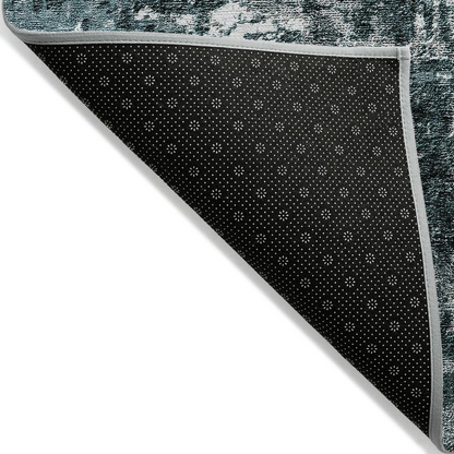 Start2Finish Chantille ACN718 teal 10x14 rug with intricate pattern, showcasing soft fiber texture and vibrant color.