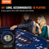 Start2Finish 10-player foldable poker table with padded rails, stainless steel cup holders, and an 84-inch oval casino-style design.