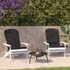Set of 2 white Adirondack chairs with gray cushions, outdoor porch and patio furniture by Start2Finish.