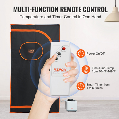 Start2Finish VEVOR portable steam sauna tent with floor mat, 1000W personal sauna blanket for home detox and heated body therapy.