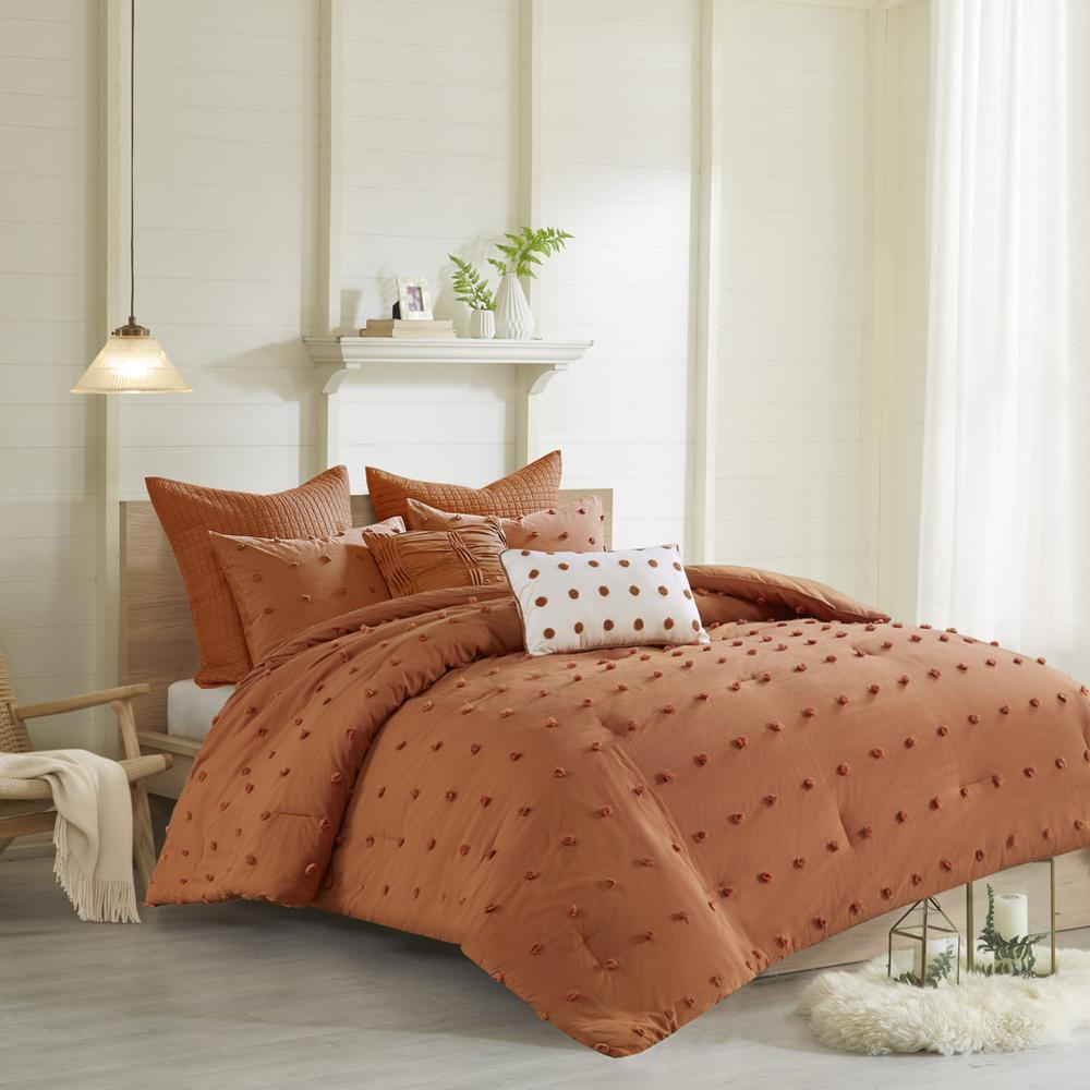 Start2Finish cotton jacquard comforter set with euro shams and throw pillows displayed on a neatly made bed.