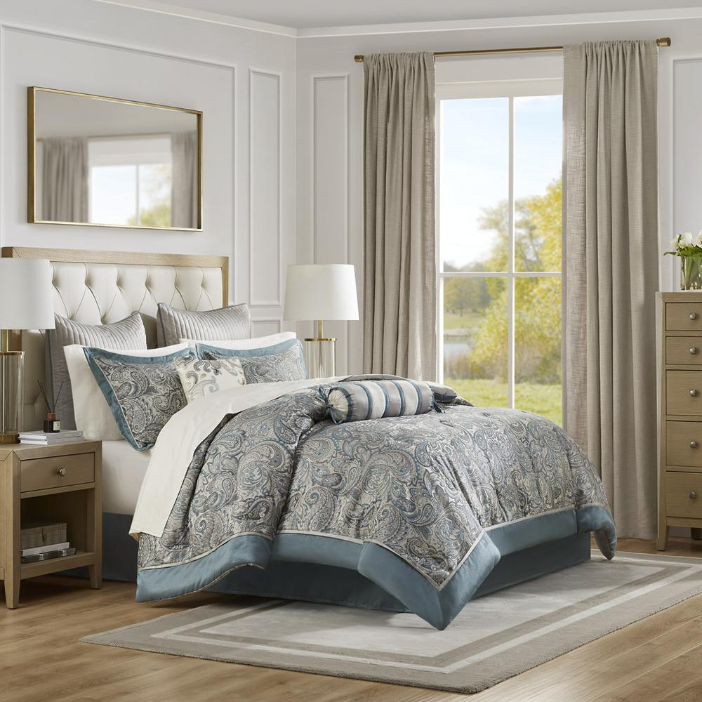 Start2Finish 12-piece bedding comforter set with cotton bed sheets, featuring a cozy, stylish design for a complete bedroom look.