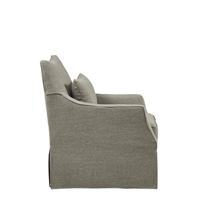 Start2Finish skirted swivel chair with fabric upholstery, cushioned seat, and stylish skirted base, suitable for office or living room.