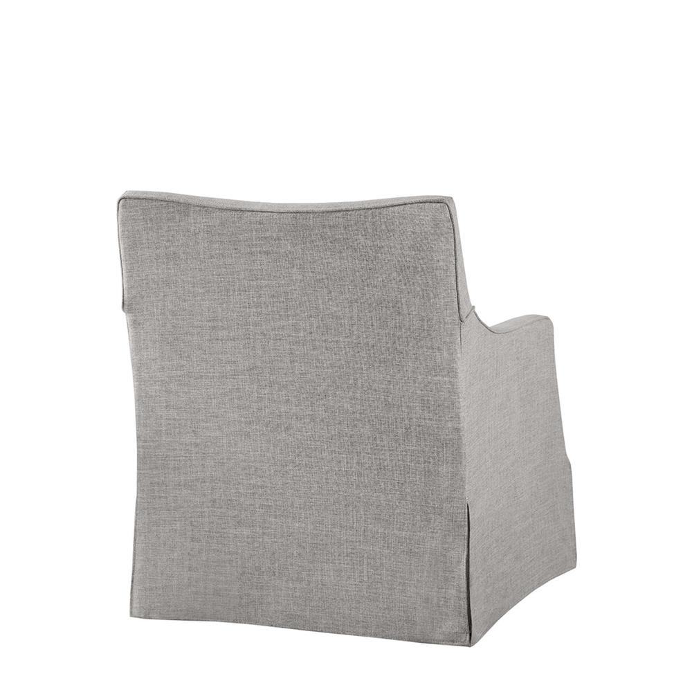 Start2Finish skirted swivel chair with cushioned seat and fabric upholstery, featuring a round base and elegant design.