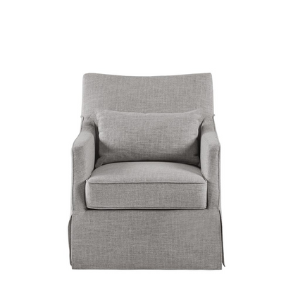 Start2Finish skirted swivel chair with a cushioned seat, fabric upholstery, and a stylish skirted base, ideal for modern home or office.