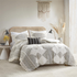 Start2Finish 4-piece printed comforter set with matching throw pillow, stylish bedding for a cozy bedroom upgrade.
