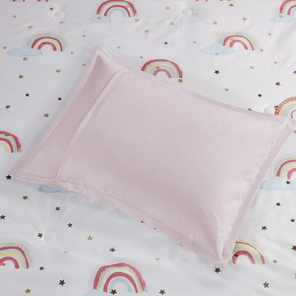 Start2Finish rainbow and metallic stars bedding comforter set with matching bed sheets, colorful star pattern on soft fabric.