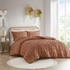 Lucy Clip Jacquard Comforter Set in rust color by Start2Finish, featuring intricate jacquard pattern and plush bedding design.