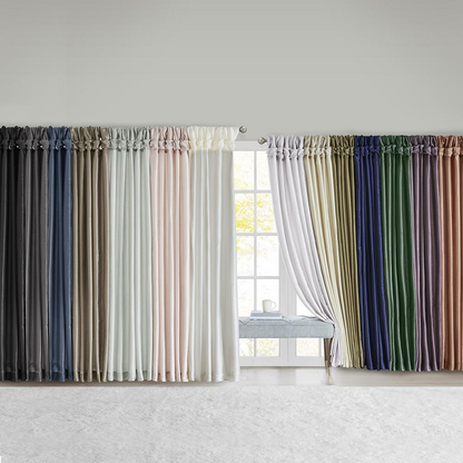 Pair of home Twist Tab Lined Window Curtain Panels by Start2Finish, showcasing their fabric texture and stylish design.