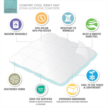 Start2Finish oversized down alternative comforter displayed on a bed, showcasing plush, soft bedding for cozy sleep.