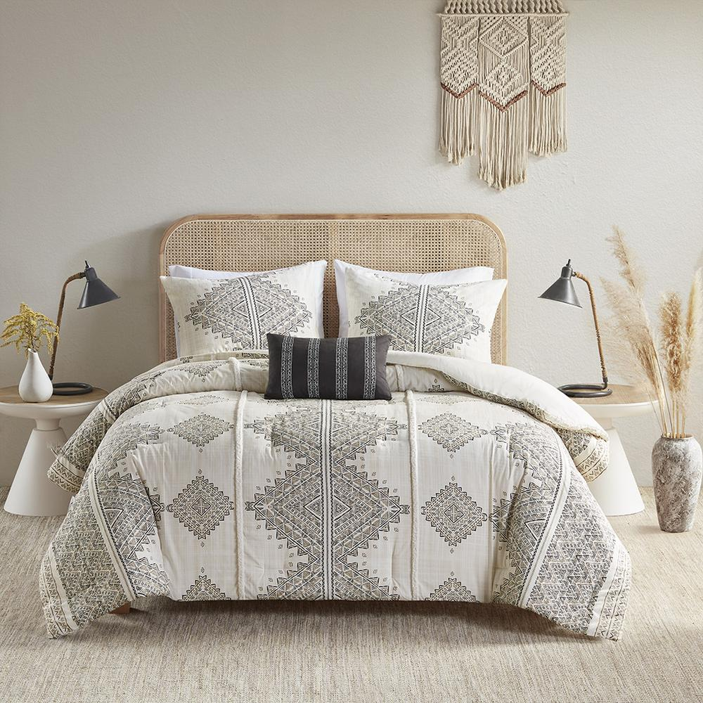 Start2Finish 4-piece printed comforter bedding set with matching throw pillow, featuring colorful and cozy design for bedroom decor.