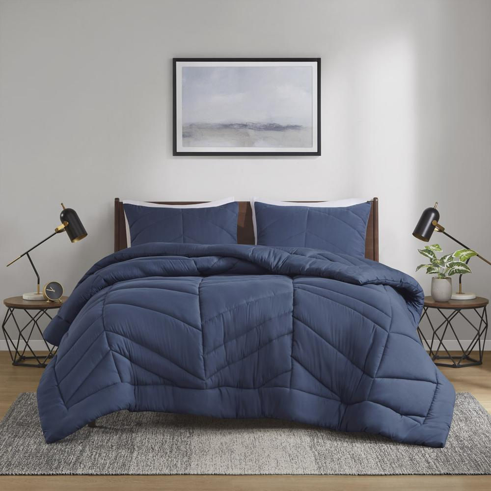 Start2Finish quilted chevron comforter set in soft bedding with a stylish chevron pattern and plush texture.