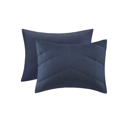 Start2Finish quilted chevron comforter bedding set with a geometric pattern in soft neutral tones on a bed.