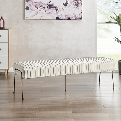 Start2Finish Merritt Velvet Pleated Bench with upholstered seat and wooden legs, modern furniture piece for living room or entryway.