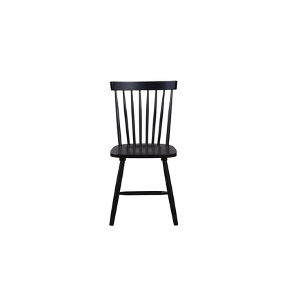 Set of two black Lyra side chairs by Start2Finish with sleek, modern design and smooth curved backs.