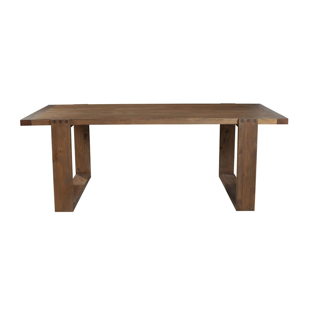 Start2Finish Ayala Dining Table with wooden top and metal legs, shown in a modern dining room setting.