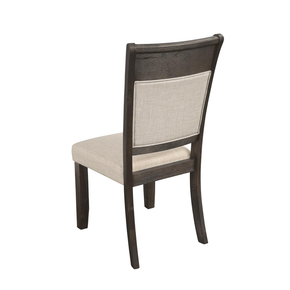 Start2Finish Brayden set of 2 side chairs with wooden legs and upholstered beige seats, shown from a side view.