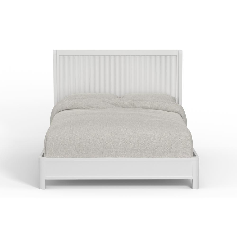 White Stapleton Queen Panel Bed by Start2Finish features a classic wooden frame with a headboard and footboard design.