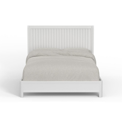 White Stapleton Queen Panel Bed by Start2Finish features a classic wooden frame with a headboard and footboard design.