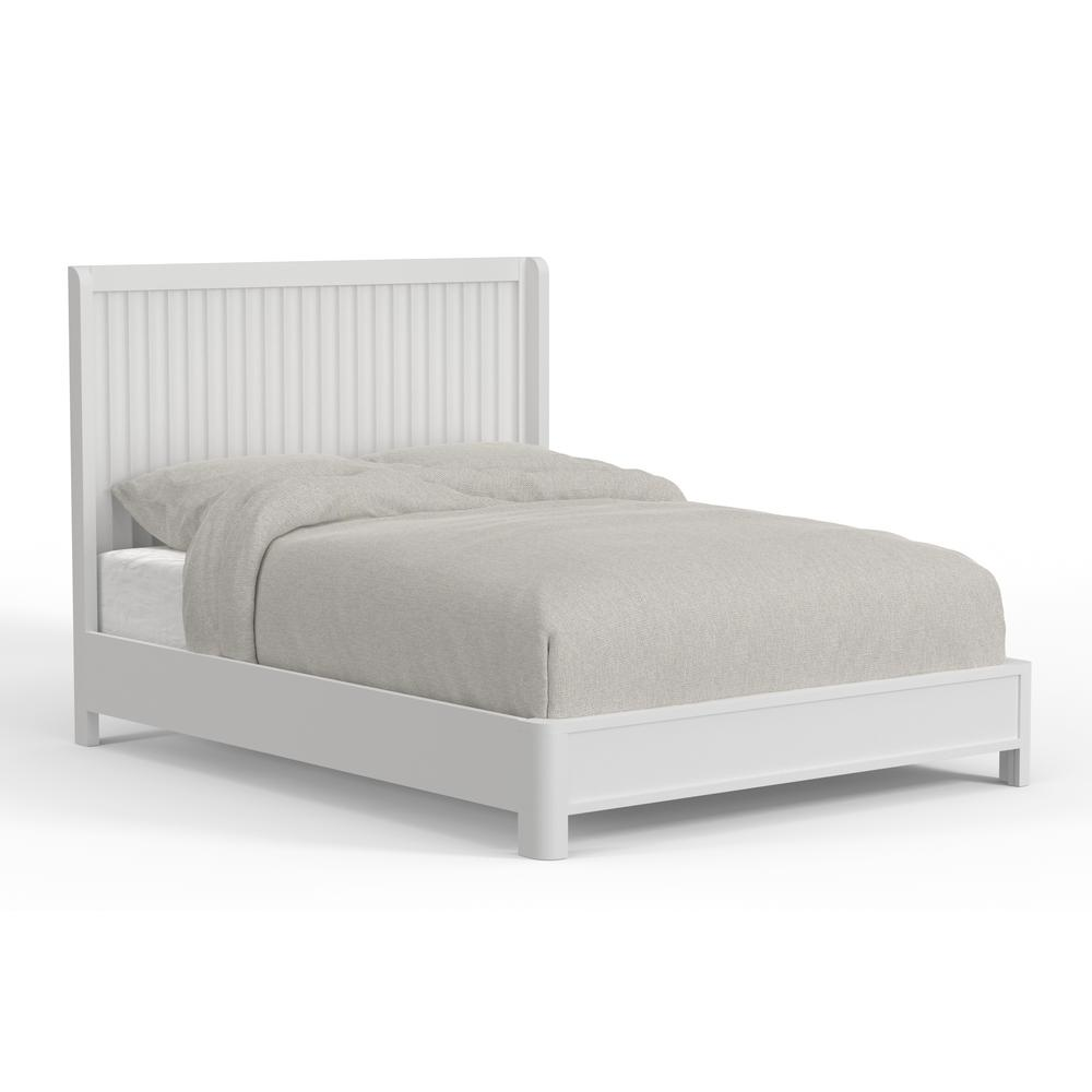 White Stapleton Queen Panel Bed by Start2Finish, showcasing a modern wooden bedroom furniture piece with clean lines and a headboard.