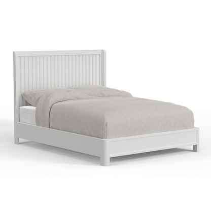 White Stapleton Queen Panel Bed by Start2Finish, showcasing a modern wooden bedroom furniture piece with clean lines and a headboard.