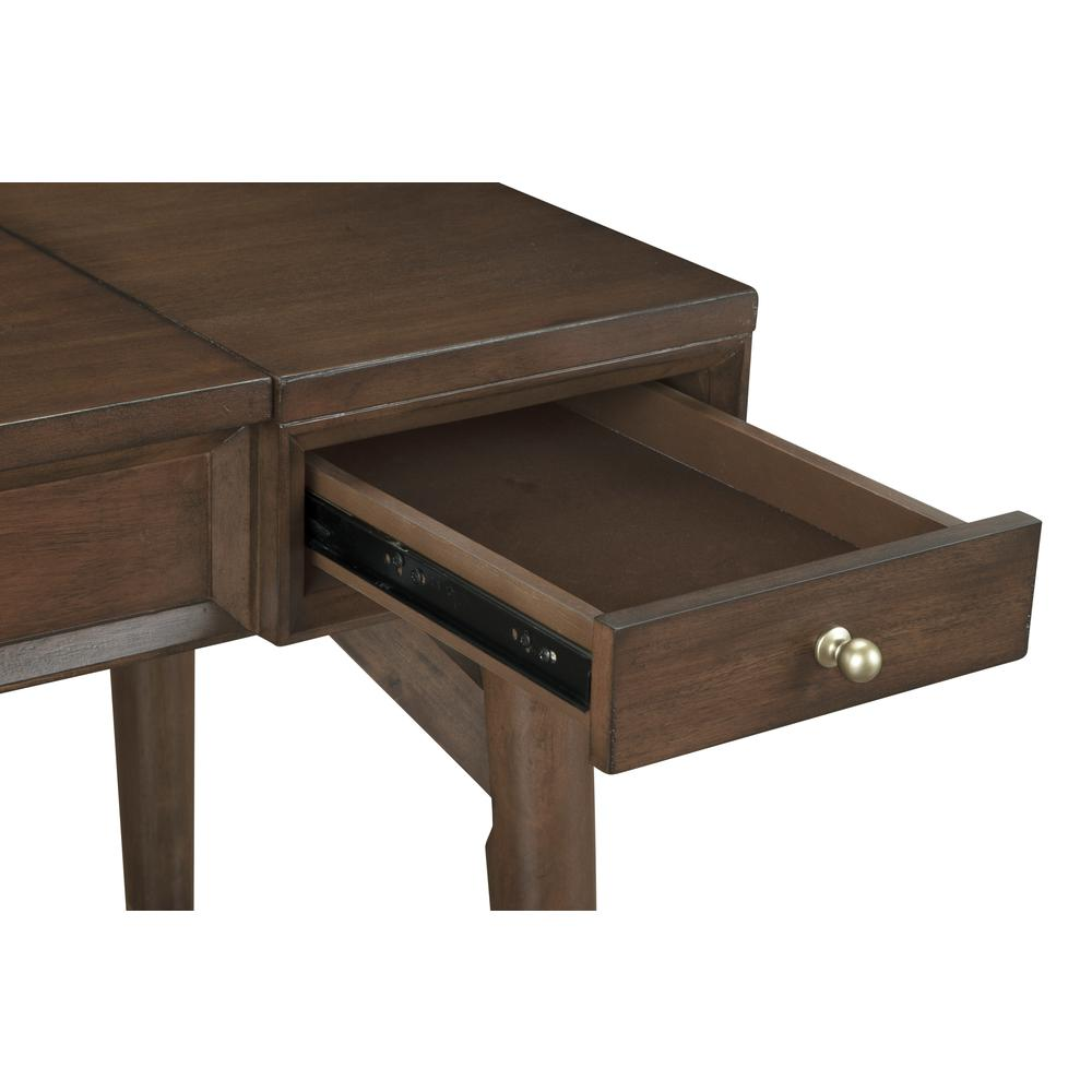 Walnut Flynn Bedroom Vanity by Start2Finish featuring a sleek design with a mirror and storage drawers for elegant bedroom organization.