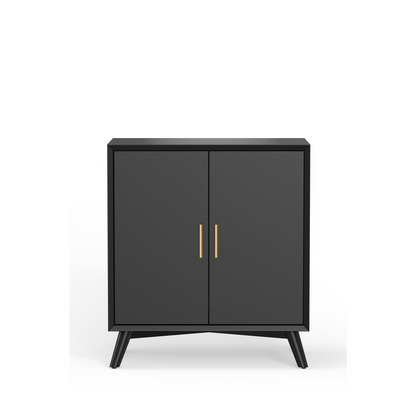 Flynn Small Black Bar Cabinet by Start2Finish, modern furniture piece with storage and a sleek finish.