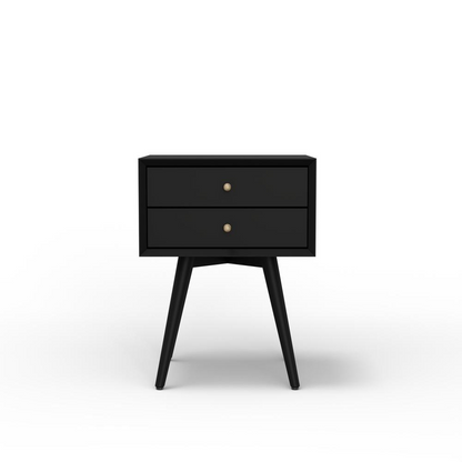 Flynn small black nightstand by Start2Finish with a modern design, featuring a drawer and open shelf for bedroom storage.