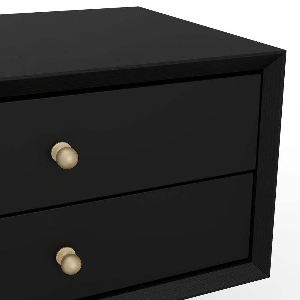 Flynn small black nightstand by Start2Finish showing a modern furniture piece with a drawer and sleek design.