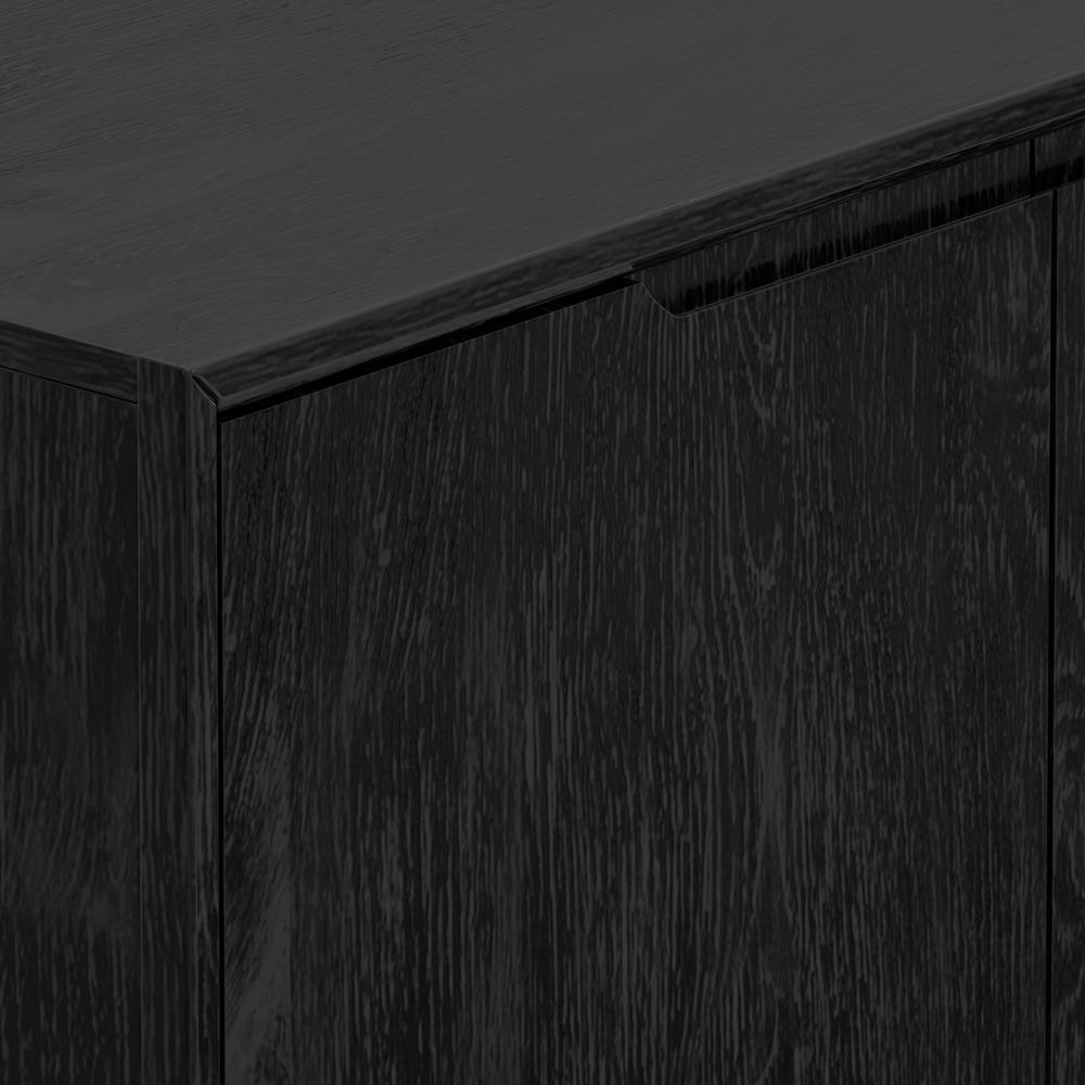Vintage black Cove Server by Start2Finish featuring a sleek wooden design with metal handles and classic storage drawers.