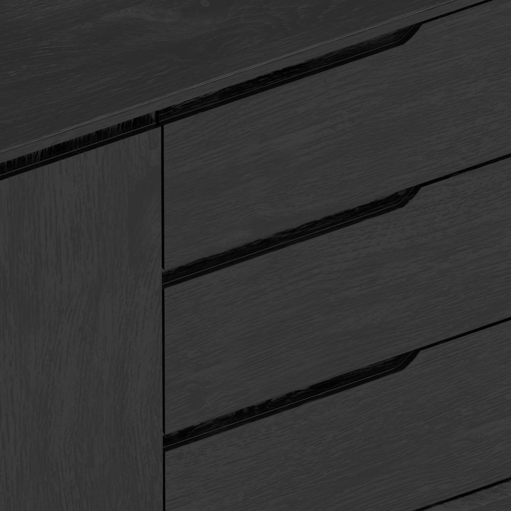 Vintage black Cove Server by Start2Finish featuring a sleek wooden design with storage drawers and elegant hardware.