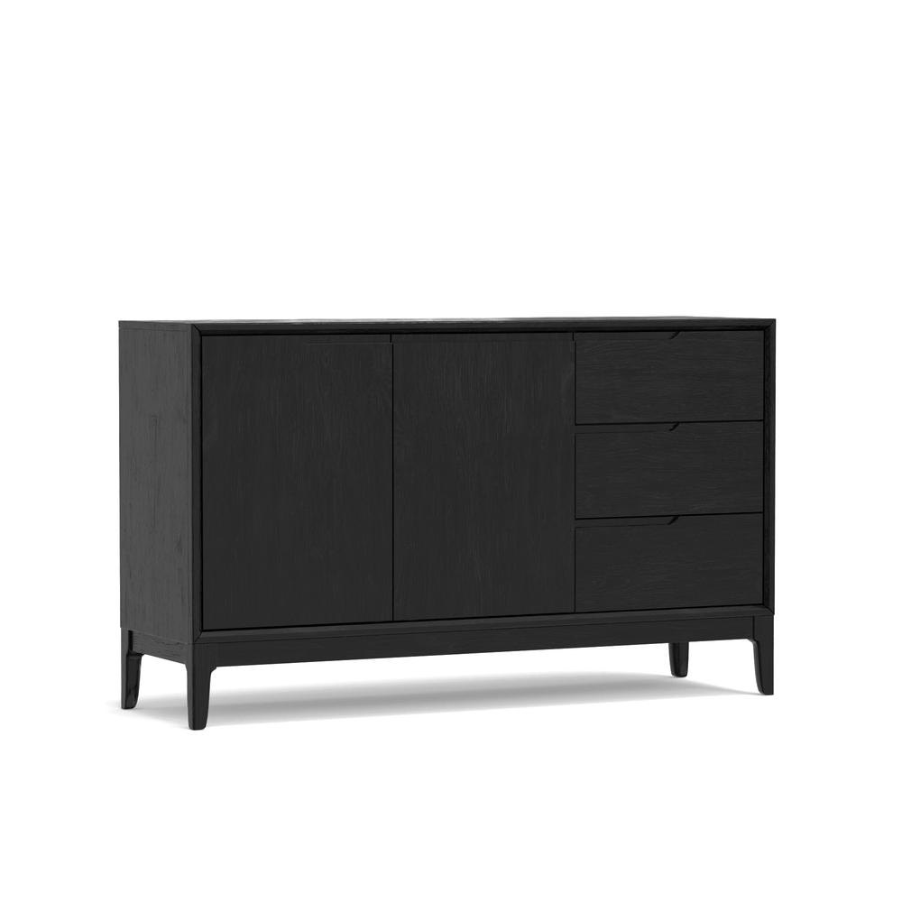 Vintage black Cove Server by Start2Finish, showcasing a sturdy wooden storage and display piece with a classic design.
