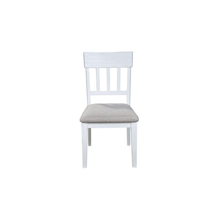Set of 2 white Donham side chairs by Start2Finish with sleek wooden legs and modern design for dining or living space.