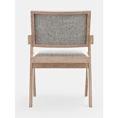 Pair of Raquel Side Chairs by Start2Finish with dark wooden legs and upholstered beige fabric seats.