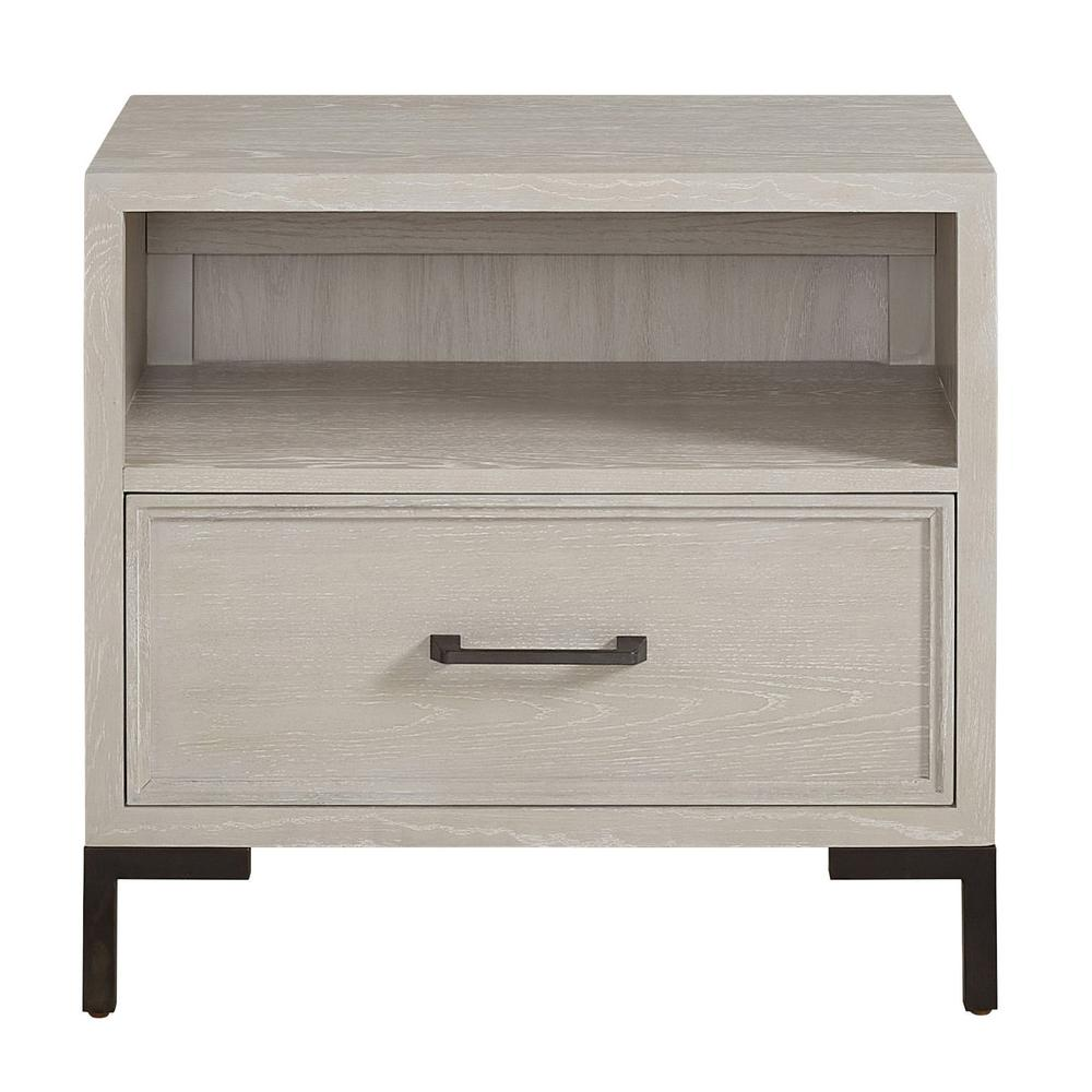 Start2Finish Bradley nightstand with two drawers, wooden finish, and modern design, shown in a well-lit bedroom setting.