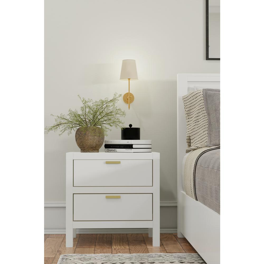 White Carmel 2 Drawer Nightstand by Start2Finish, showcasing smooth drawers and modern furniture design.