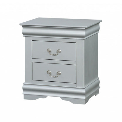 24" Platinum Two Drawers Nightstand