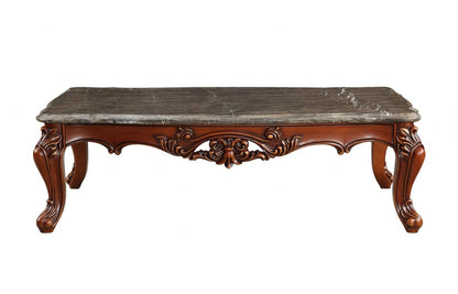 63" Marble Walnut Wood Coffee Table