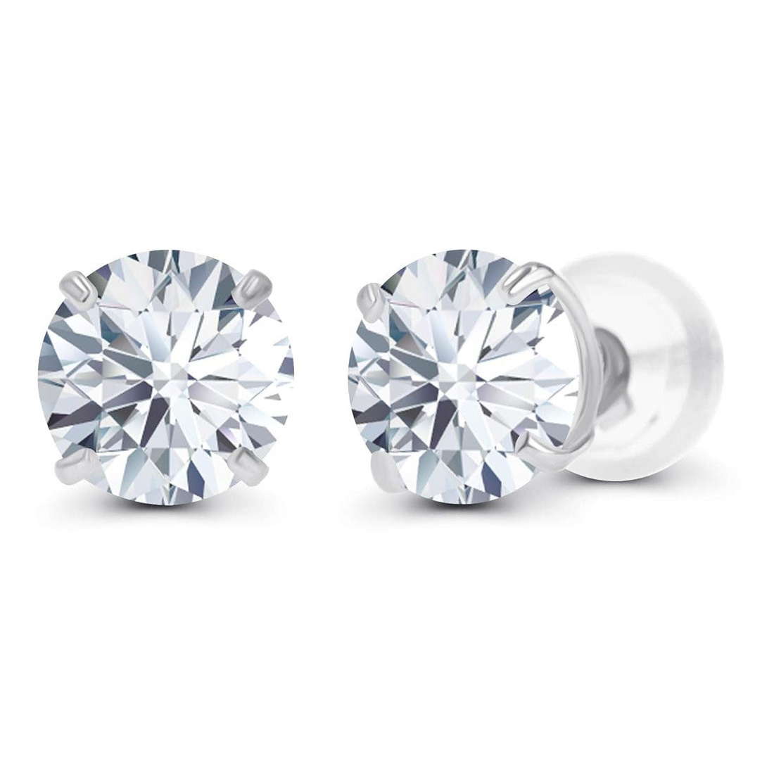 Start2Finish 1.00 CTW AGI Certified lab-grown diamond stud earrings in 14K gold with E color, VS clarity, shown in close-up.