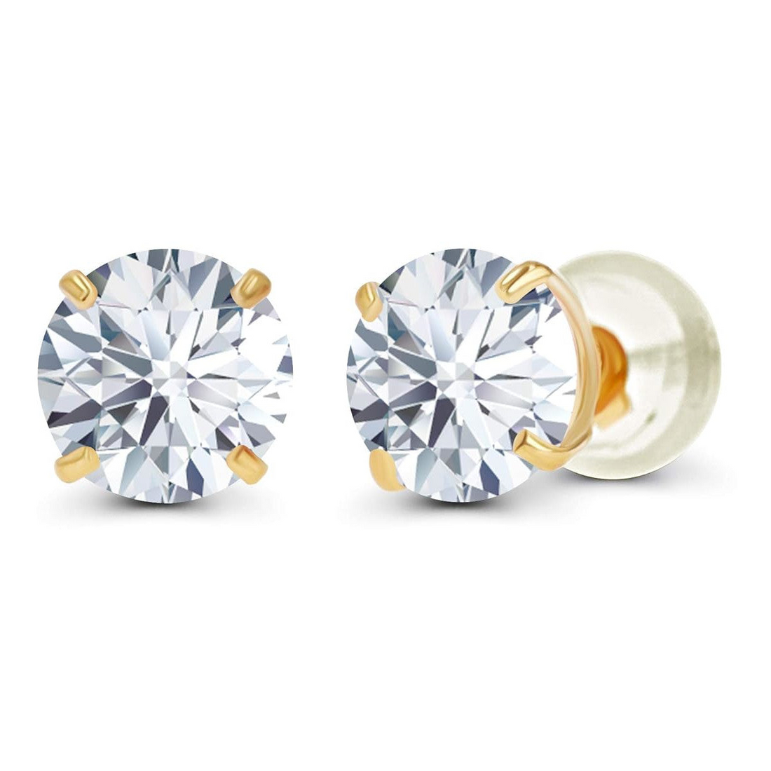 Start2Finish 1.00 CTW AGI Certified lab-grown diamond stud earrings in 14K gold with E color and VS clarity, shown on a white background.