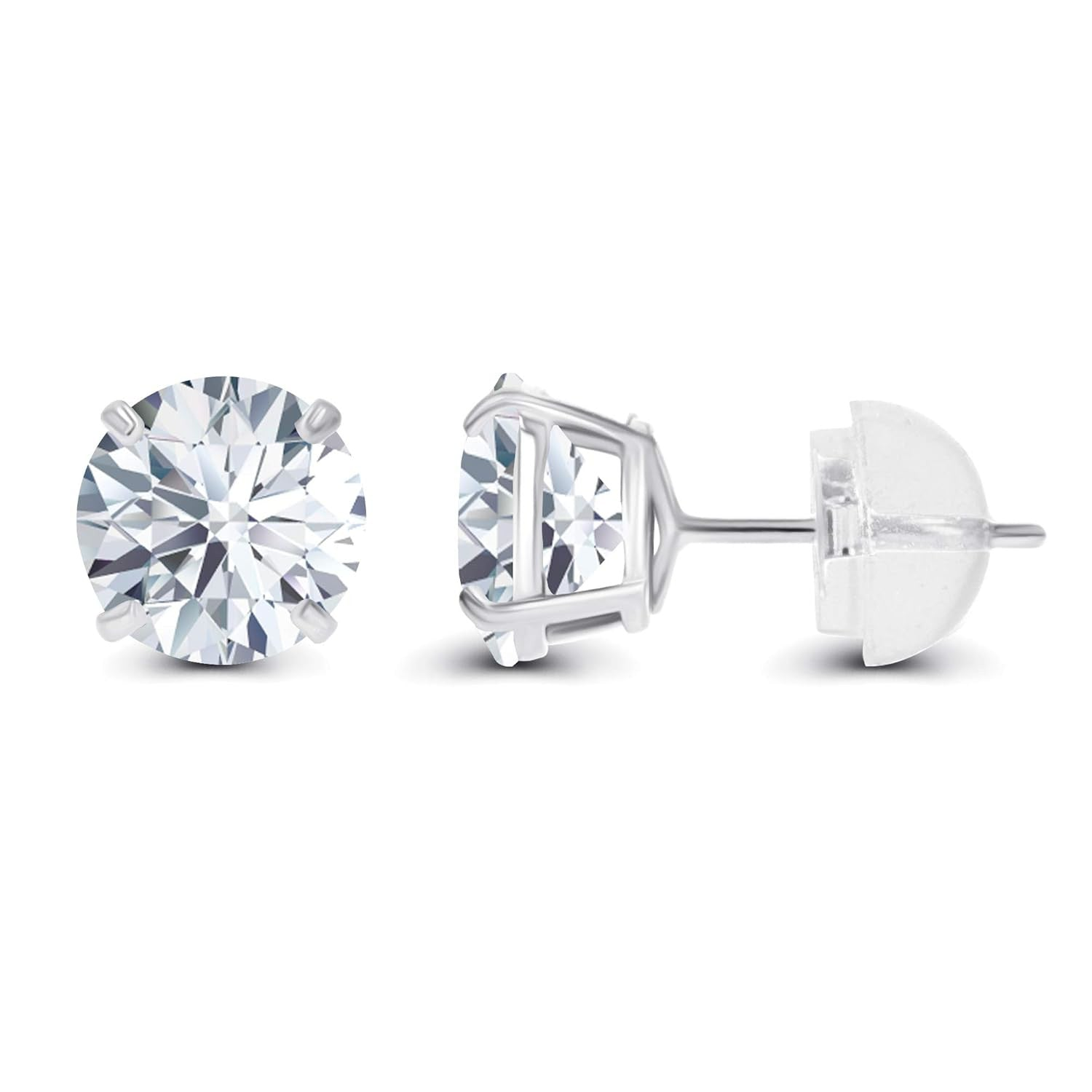 Start2Finish 1.00 CTW AGI Certified Lab-Grown Diamond Stud Earrings in 14K gold with E color and VS clarity, close-up view