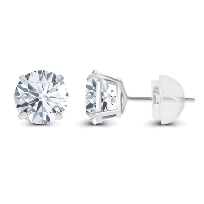 Start2Finish 1.00 CTW AGI Certified Lab-Grown Diamond Stud Earrings in 14K gold with E color and VS clarity, close-up view