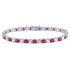 Start2Finish 6-carat lab-created ruby and white sapphire tennis bracelet in 14K gold overlay, 7.25-inch length, elegant jewelry piece.