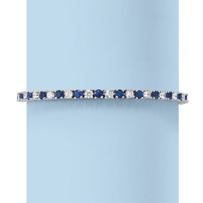 Start2Finish 6ctw created white and blue sapphire tennis bracelet in 14K gold overlay, 7.25-inch length, sparkling gemstone design.