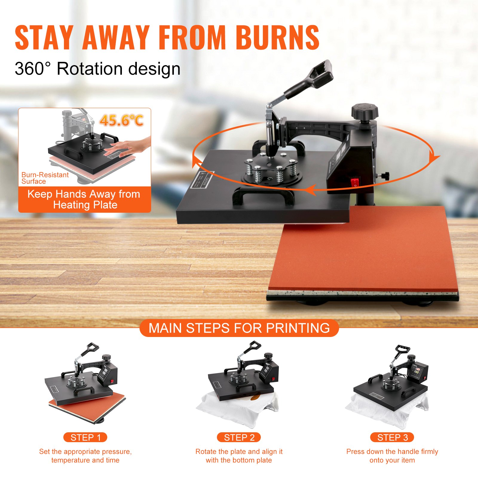 Start2Finish VEVOR 8-in-1 15x15 inch heat press machine with swing-away design for sublimation, vinyl, and heat transfer projects.